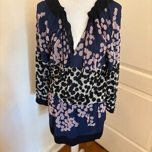 Diane Von Furstenberg DVF Mikino Pleated Neckline Smock Waist Dress - size 4